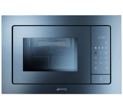 Smeg Linea FME120 Built-in Microwave with Grill - Silver Glass